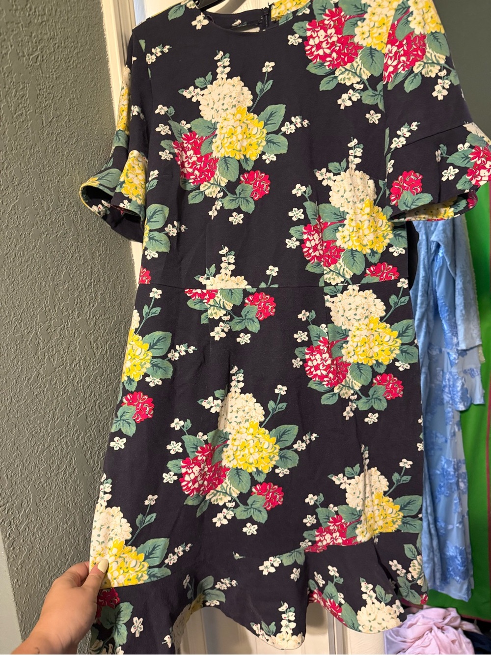 Women’s Draper James Floral Short Sleeve Dress - Navy with Yellow & Pink Blooms